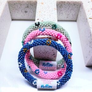 FLOWER POWER -The Original Rollies® Bracelet for Kids, 6" round, Nepal,#2(3 Pcs)